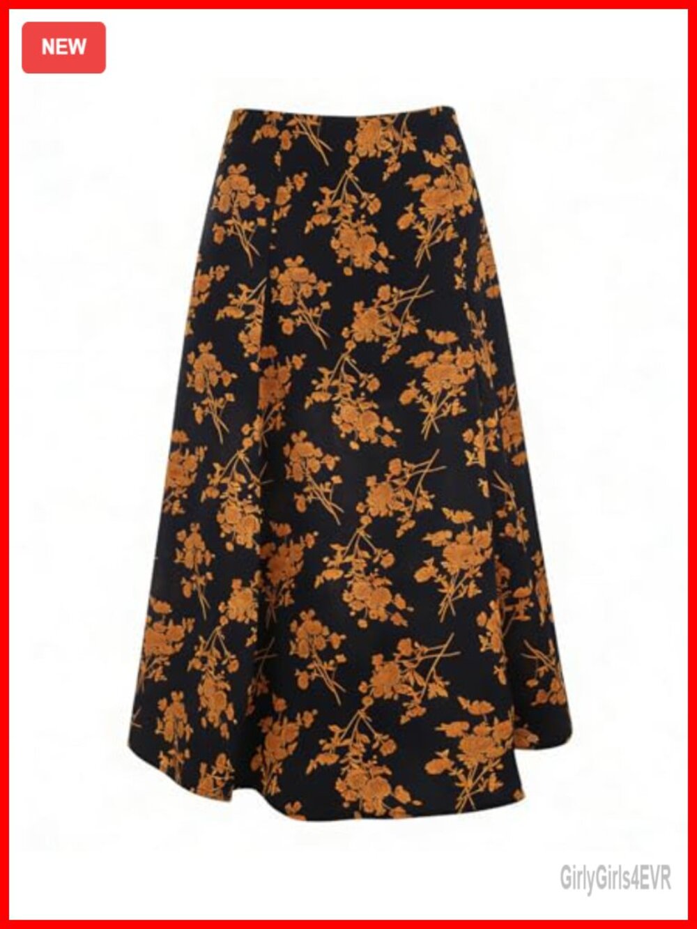 RIHOAS High Waist A-Line Floral Midi Skirt with Slit Women's
